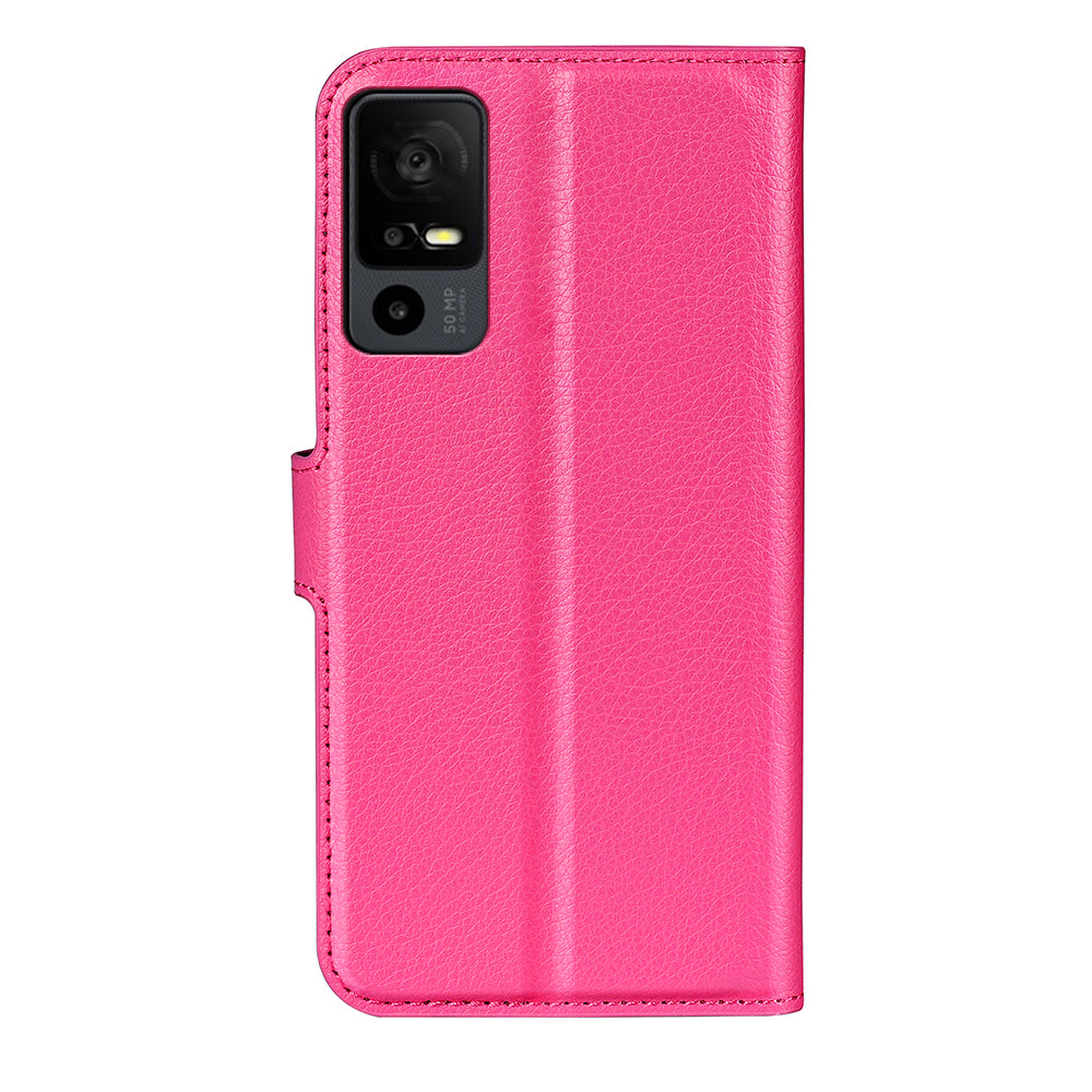 PU Leather Phone Case for TCL 40R 5G , Dustproof Litchi Texture Phone Shell Wallet Stand Flip Cover
