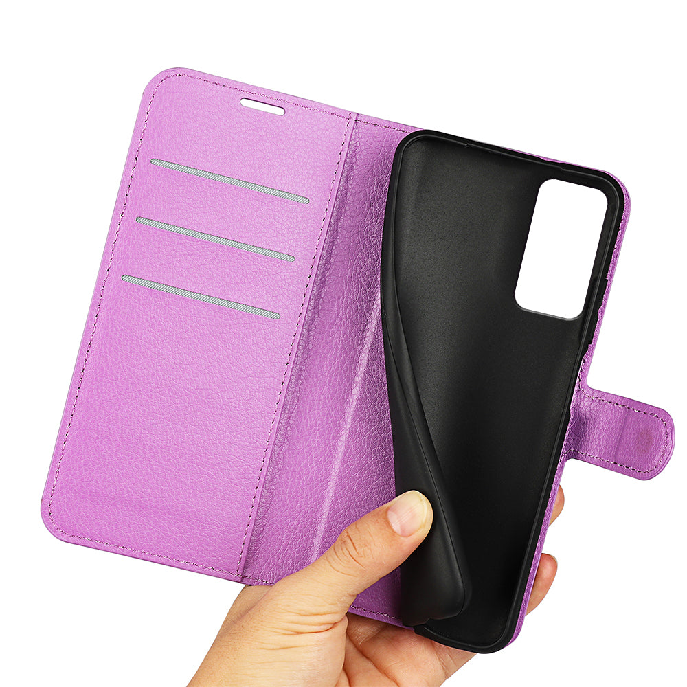PU Leather Phone Case for TCL 40R 5G , Dustproof Litchi Texture Phone Shell Wallet Stand Flip Cover
