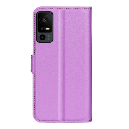 PU Leather Phone Case for TCL 40R 5G , Dustproof Litchi Texture Phone Shell Wallet Stand Flip Cover