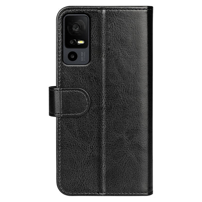 For TCL 40R 5G Anti-Dust Crazy Horse Texture Phone Case PU Leather Wallet Flip Stand Cover
