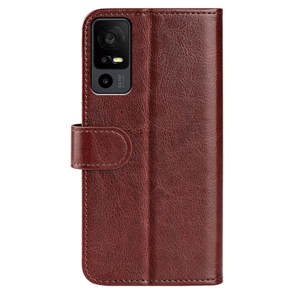 For TCL 40R 5G Anti-Dust Crazy Horse Texture Phone Case PU Leather Wallet Flip Stand Cover