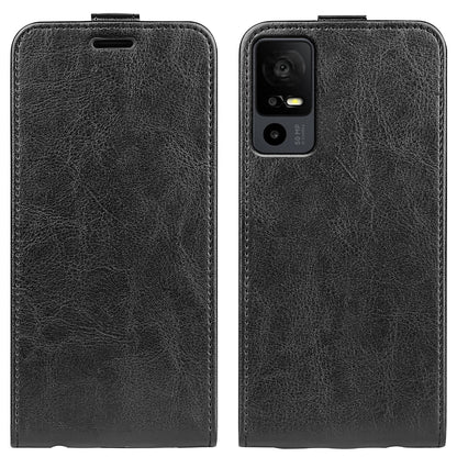 For TCL 40R 5G Vertical Flip Phone Case Crazy Horse Texture Card Holder PU Leather Protective Cover