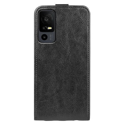 For TCL 40R 5G Vertical Flip Phone Case Crazy Horse Texture Card Holder PU Leather Protective Cover