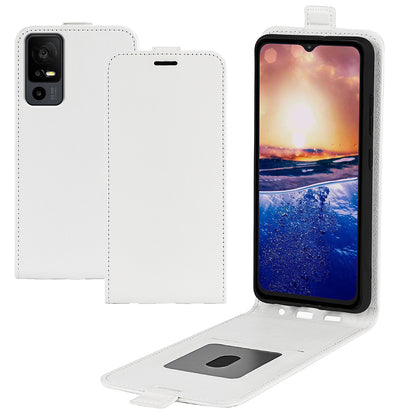 For TCL 40R 5G Vertical Flip Phone Case Crazy Horse Texture Card Holder PU Leather Protective Cover