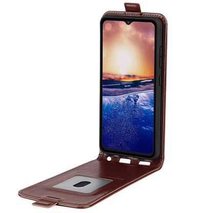 For TCL 40R 5G Vertical Flip Phone Case Crazy Horse Texture Card Holder PU Leather Protective Cover