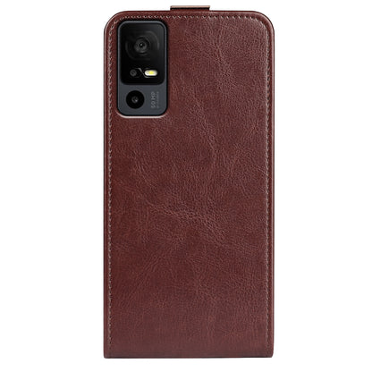 For TCL 40R 5G Vertical Flip Phone Case Crazy Horse Texture Card Holder PU Leather Protective Cover