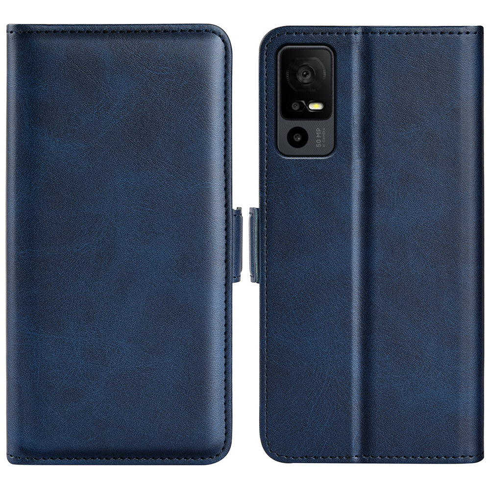 For TCL 40R 5G Anti-Scratch PU Leather Wallet Phone Case Calf Texture Anti-drop Stand Cover