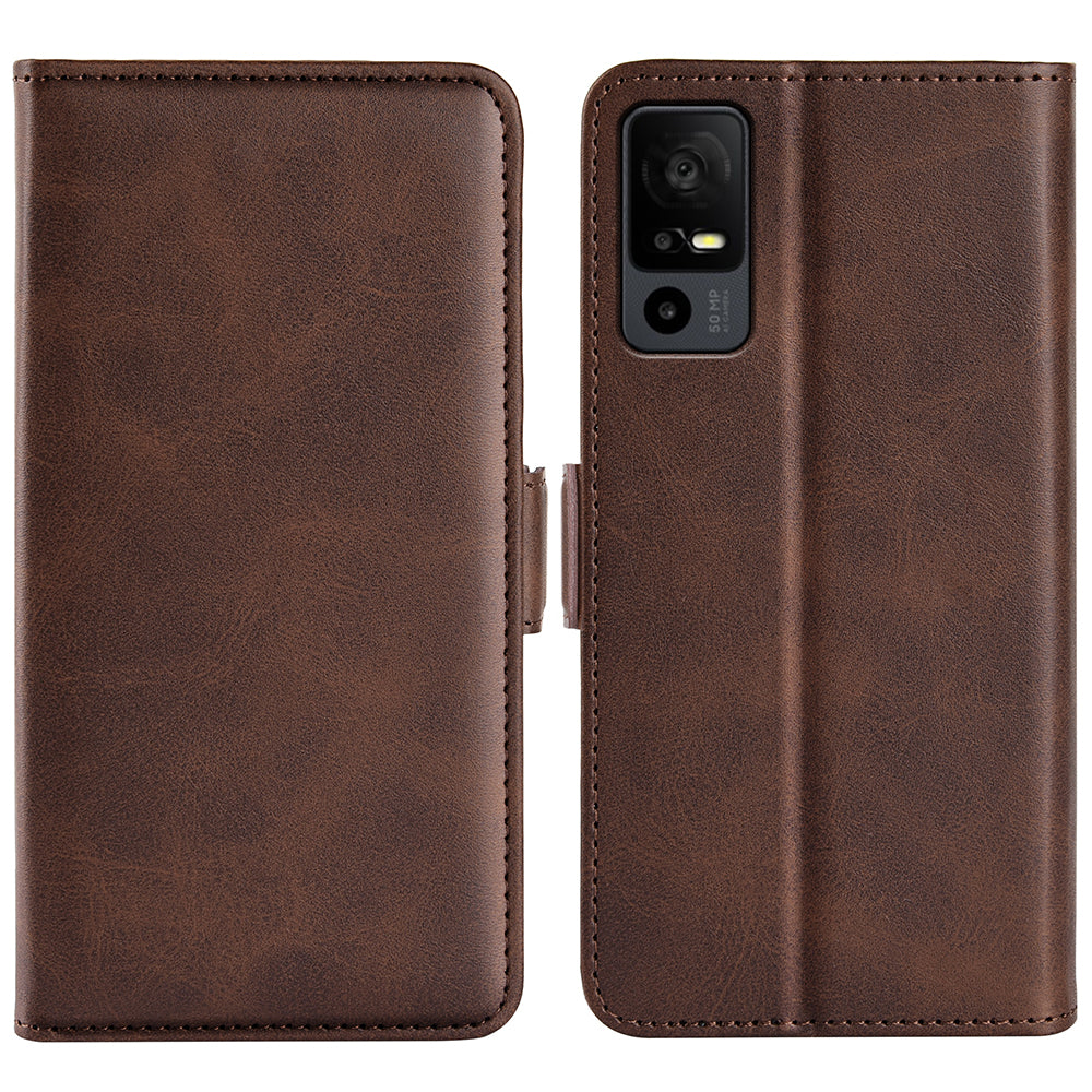 For TCL 40R 5G Anti-Scratch PU Leather Wallet Phone Case Calf Texture Anti-drop Stand Cover