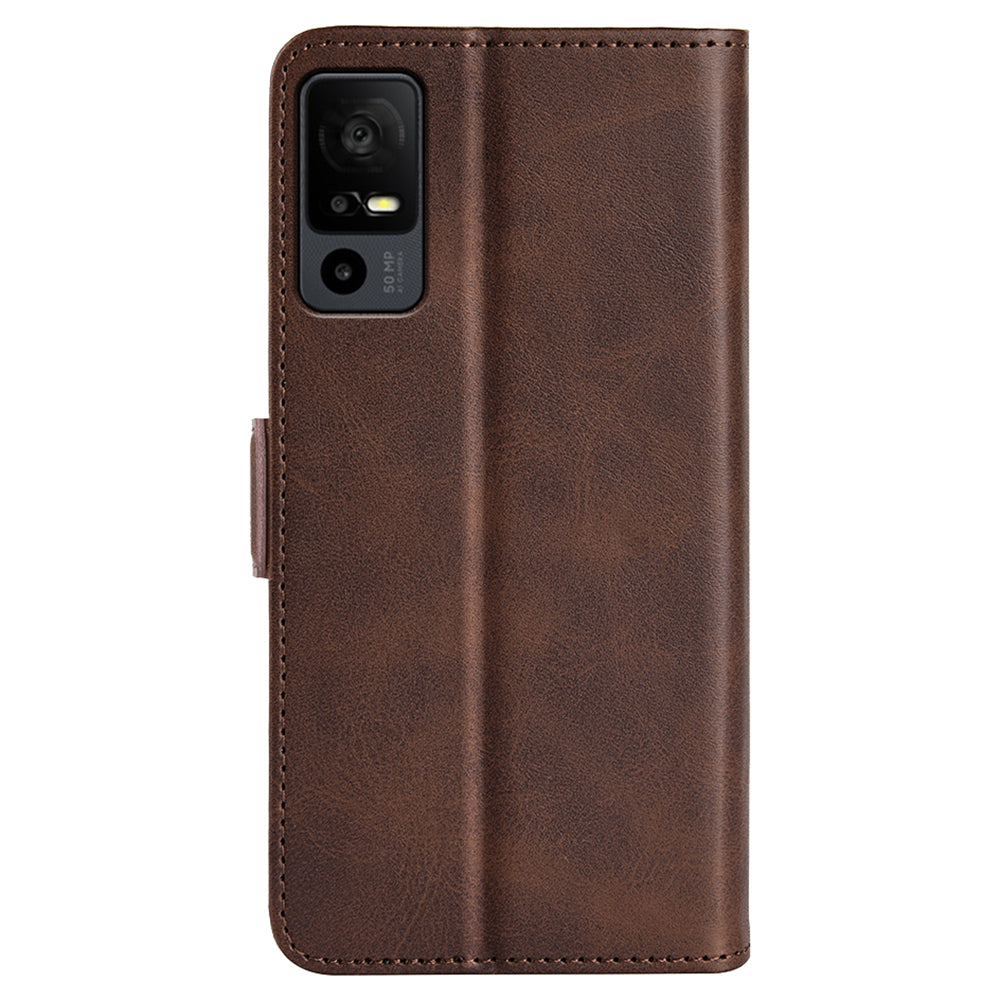 For TCL 40R 5G Anti-Scratch PU Leather Wallet Phone Case Calf Texture Anti-drop Stand Cover