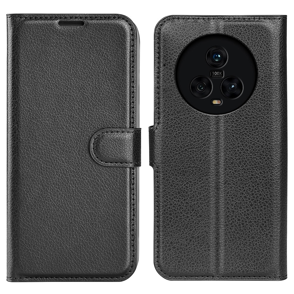 PU Leather Phone Case for Honor Magic5 Dustproof Litchi Texture Phone Shell Wallet Stand Flip Cover