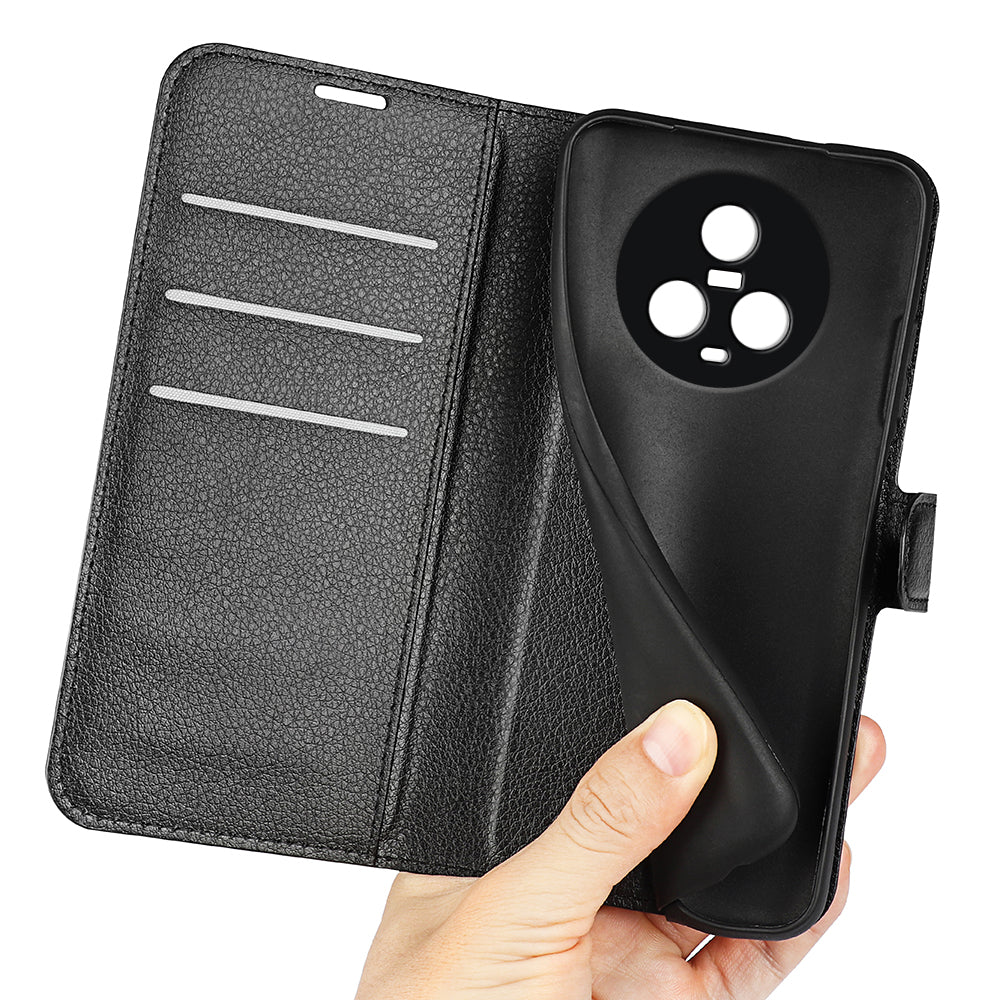 PU Leather Phone Case for Honor Magic5 Dustproof Litchi Texture Phone Shell Wallet Stand Flip Cover