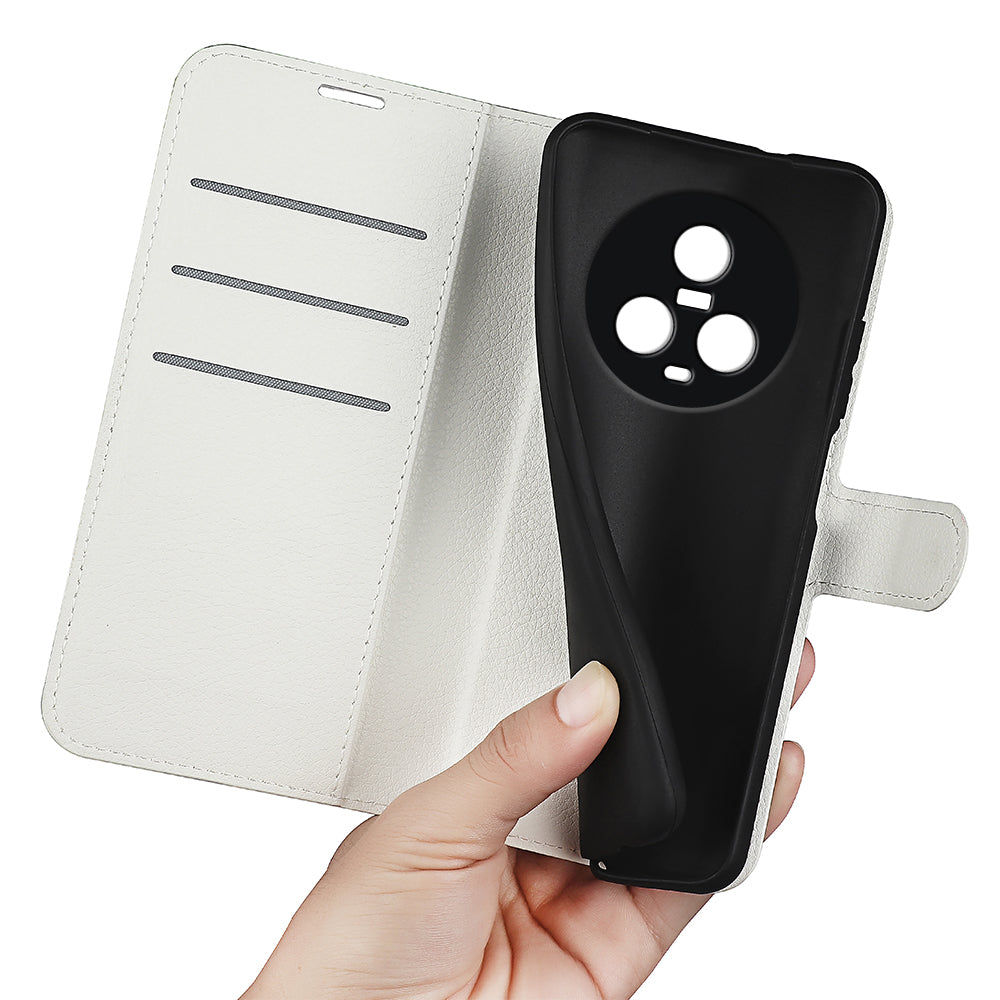 PU Leather Phone Case for Honor Magic5 Dustproof Litchi Texture Phone Shell Wallet Stand Flip Cover