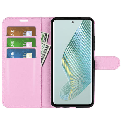 PU Leather Phone Case for Honor Magic5 Dustproof Litchi Texture Phone Shell Wallet Stand Flip Cover