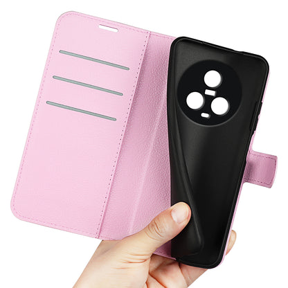 PU Leather Phone Case for Honor Magic5 Dustproof Litchi Texture Phone Shell Wallet Stand Flip Cover