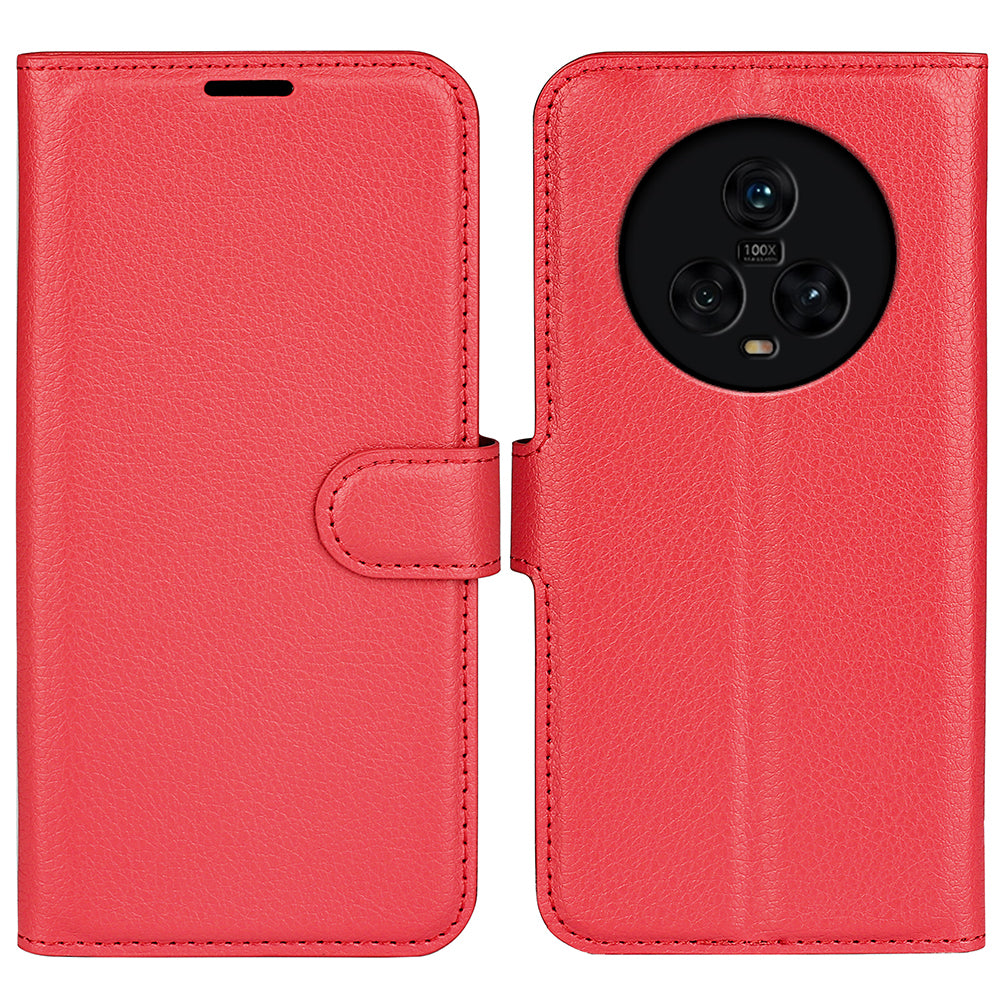 PU Leather Phone Case for Honor Magic5 Dustproof Litchi Texture Phone Shell Wallet Stand Flip Cover