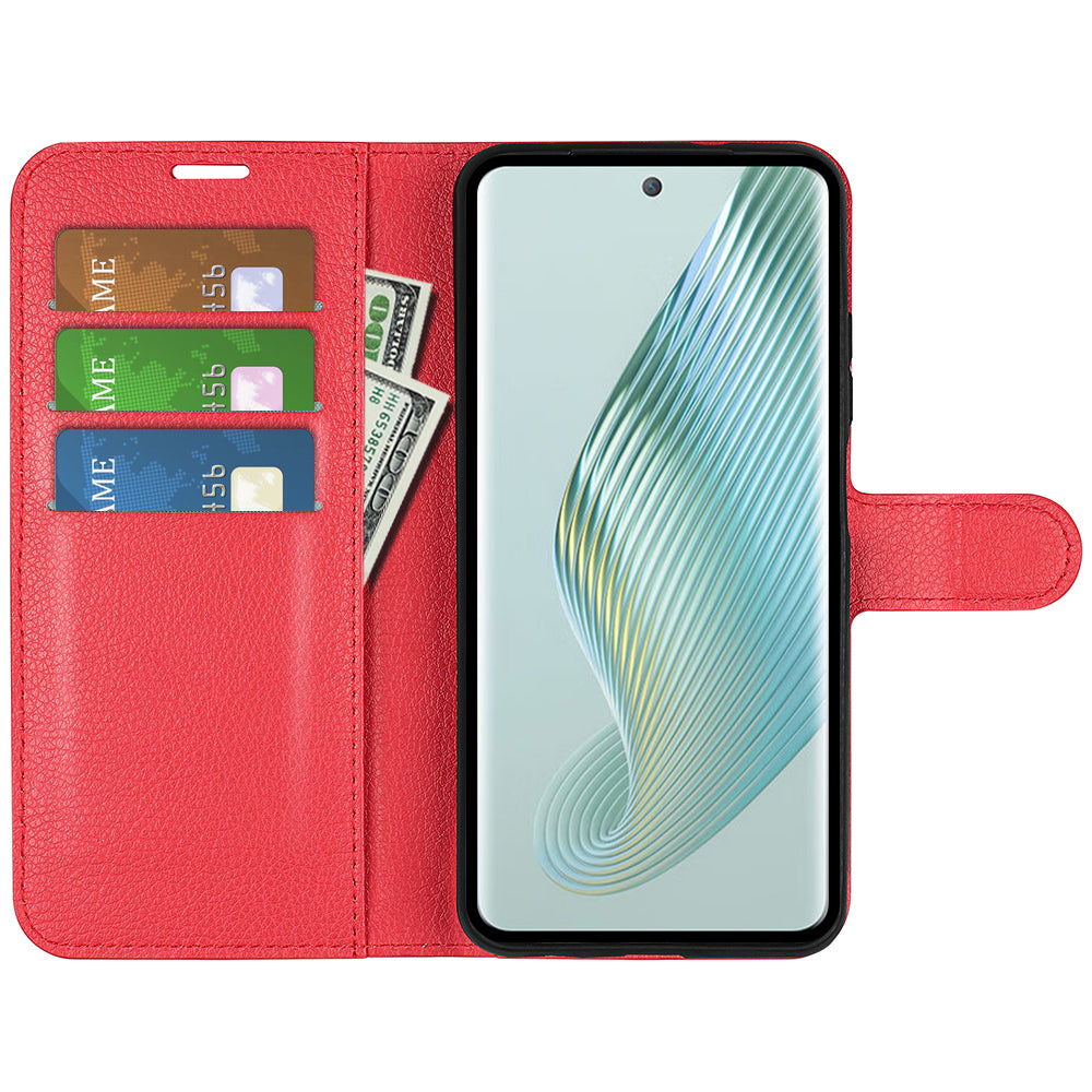 PU Leather Phone Case for Honor Magic5 Dustproof Litchi Texture Phone Shell Wallet Stand Flip Cover