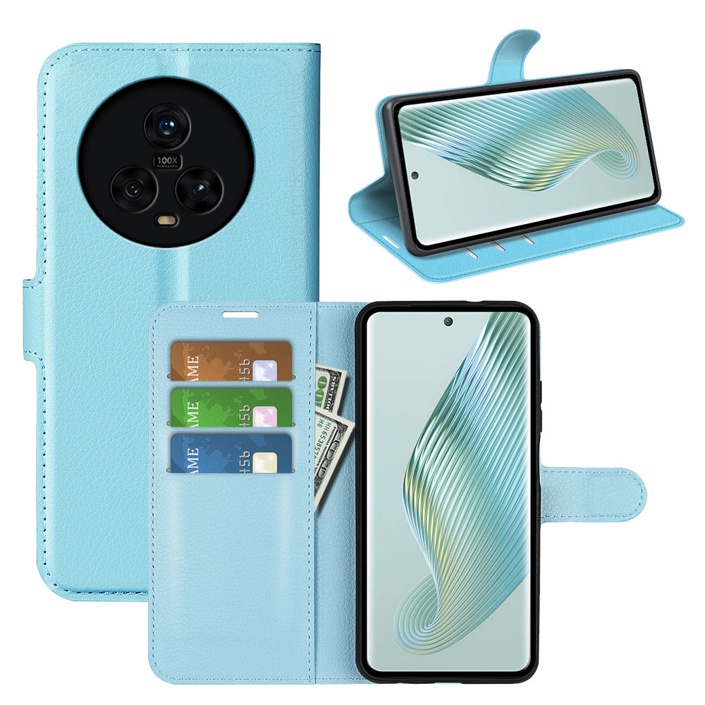 PU Leather Phone Case for Honor Magic5 Dustproof Litchi Texture Phone Shell Wallet Stand Flip Cover