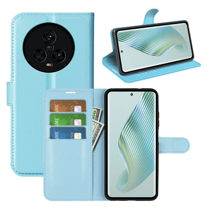 PU Leather Phone Case for Honor Magic5 Dustproof Litchi Texture Phone Shell Wallet Stand Flip Cover