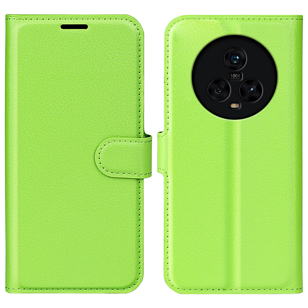 PU Leather Phone Case for Honor Magic5 Dustproof Litchi Texture Phone Shell Wallet Stand Flip Cover