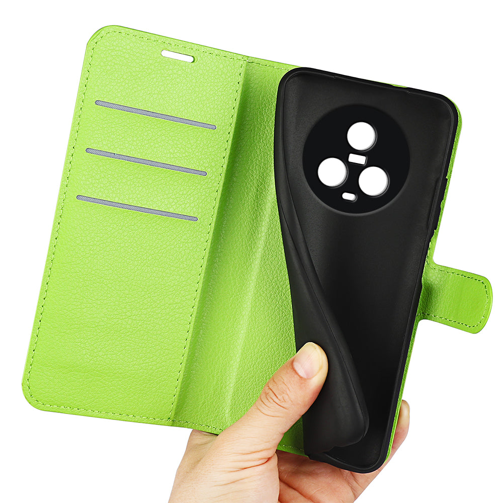 PU Leather Phone Case for Honor Magic5 Dustproof Litchi Texture Phone Shell Wallet Stand Flip Cover