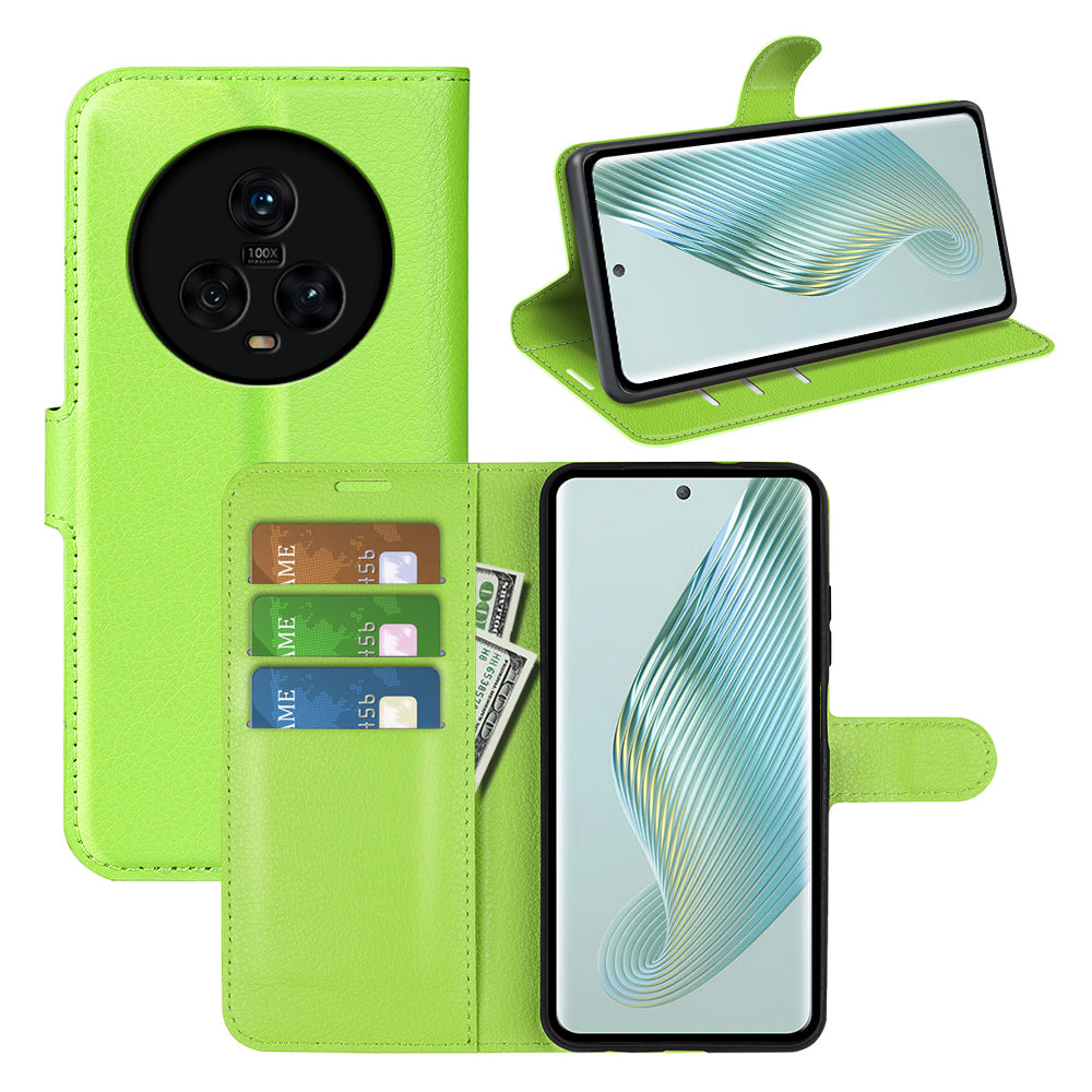 PU Leather Phone Case for Honor Magic5 Dustproof Litchi Texture Phone Shell Wallet Stand Flip Cover