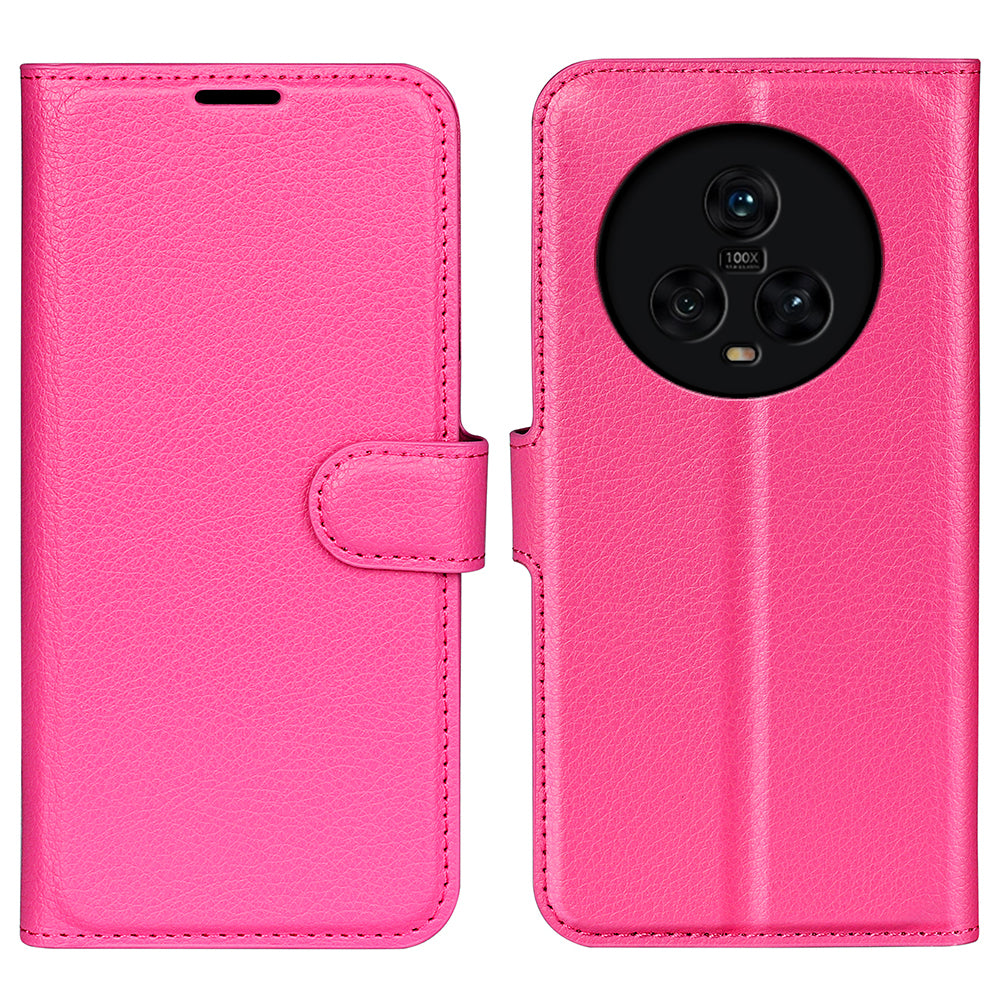 PU Leather Phone Case for Honor Magic5 Dustproof Litchi Texture Phone Shell Wallet Stand Flip Cover