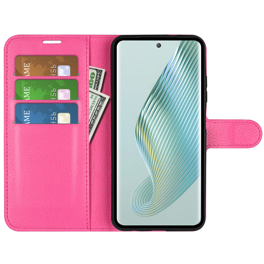 PU Leather Phone Case for Honor Magic5 Dustproof Litchi Texture Phone Shell Wallet Stand Flip Cover