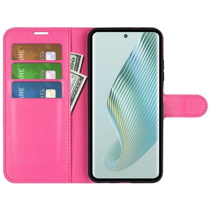 PU Leather Phone Case for Honor Magic5 Dustproof Litchi Texture Phone Shell Wallet Stand Flip Cover