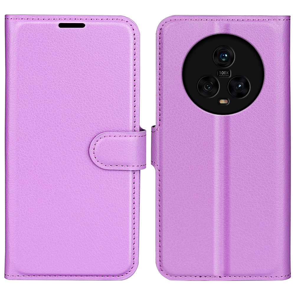 PU Leather Phone Case for Honor Magic5 Dustproof Litchi Texture Phone Shell Wallet Stand Flip Cover