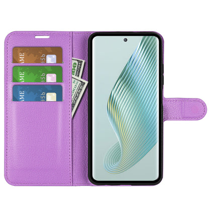 PU Leather Phone Case for Honor Magic5 Dustproof Litchi Texture Phone Shell Wallet Stand Flip Cover