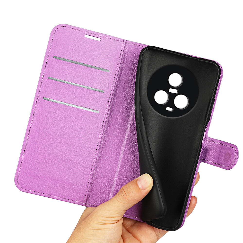 PU Leather Phone Case for Honor Magic5 Dustproof Litchi Texture Phone Shell Wallet Stand Flip Cover