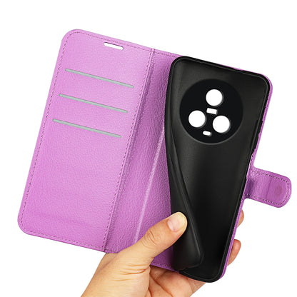 PU Leather Phone Case for Honor Magic5 Dustproof Litchi Texture Phone Shell Wallet Stand Flip Cover