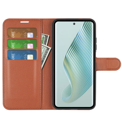 PU Leather Phone Case for Honor Magic5 Dustproof Litchi Texture Phone Shell Wallet Stand Flip Cover