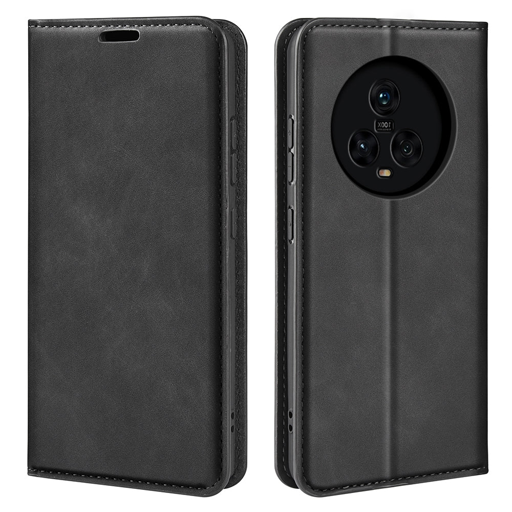 For Honor Magic5 Skin-Touch Leather Wallet Phone Case Magnetic Flip Stand Drop-Proof Cover