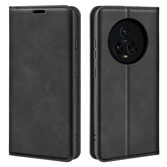 For Honor Magic5 Skin-Touch Leather Wallet Phone Case Magnetic Flip Stand Drop-Proof Cover