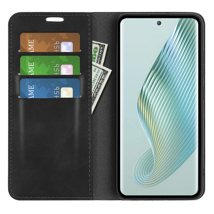 For Honor Magic5 Skin-Touch Leather Wallet Phone Case Magnetic Flip Stand Drop-Proof Cover