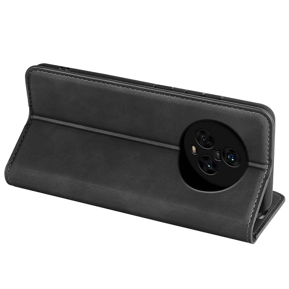 For Honor Magic5 Skin-Touch Leather Wallet Phone Case Magnetic Flip Stand Drop-Proof Cover