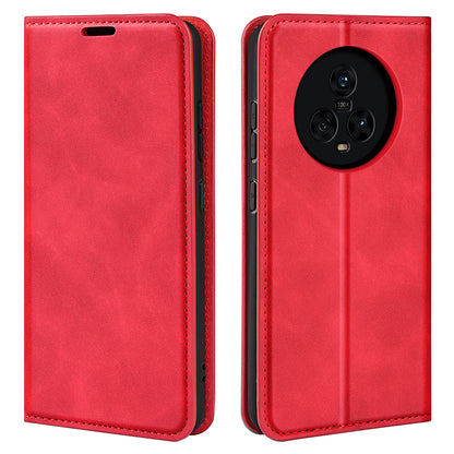 For Honor Magic5 Skin-Touch Leather Wallet Phone Case Magnetic Flip Stand Drop-Proof Cover