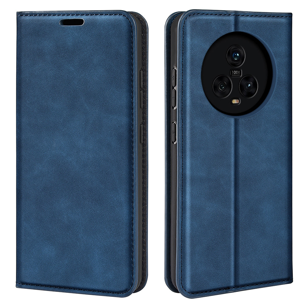 For Honor Magic5 Skin-Touch Leather Wallet Phone Case Magnetic Flip Stand Drop-Proof Cover