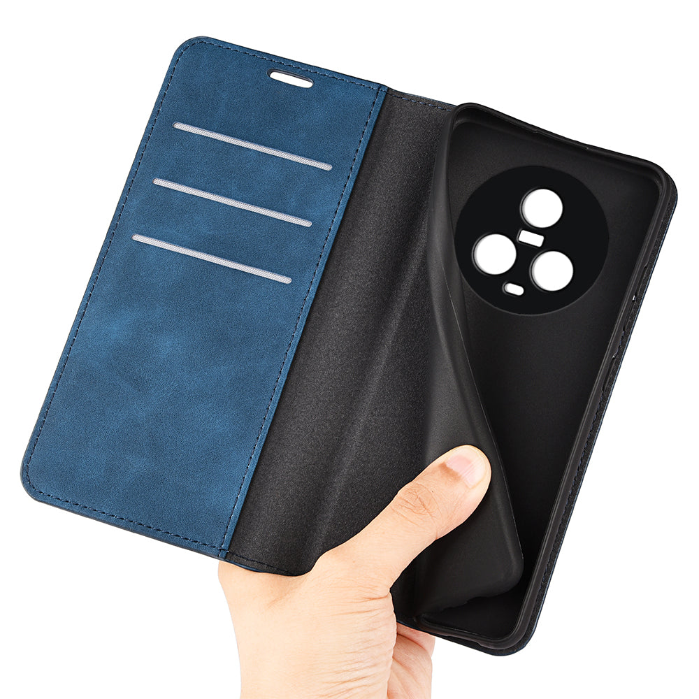 For Honor Magic5 Skin-Touch Leather Wallet Phone Case Magnetic Flip Stand Drop-Proof Cover