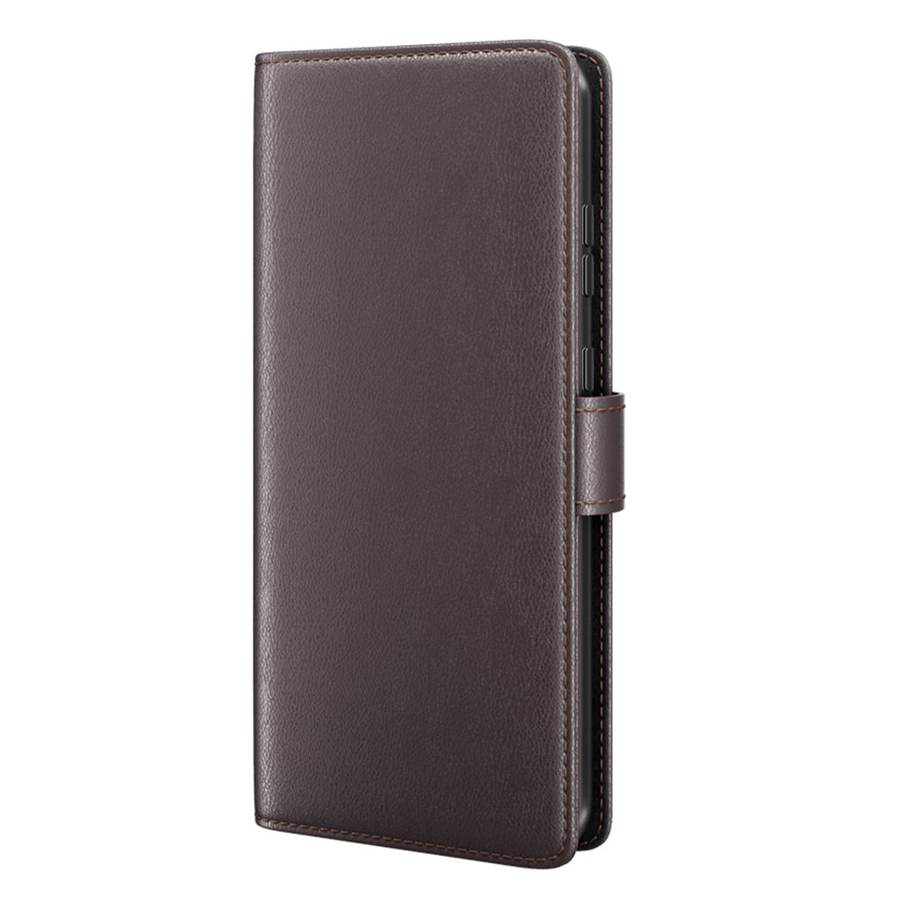 For Honor Magic5 Genuine Cow Leather Flip Cover Shockproof Wallet Phone Case with Stand