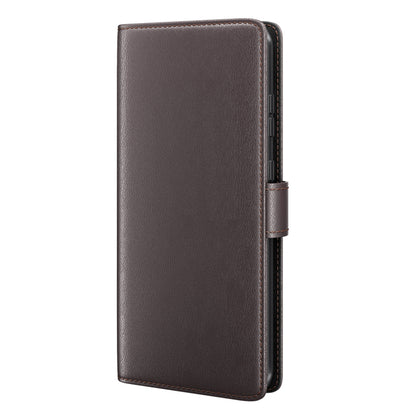 For Honor Magic5 Genuine Cow Leather Flip Cover Shockproof Wallet Phone Case with Stand