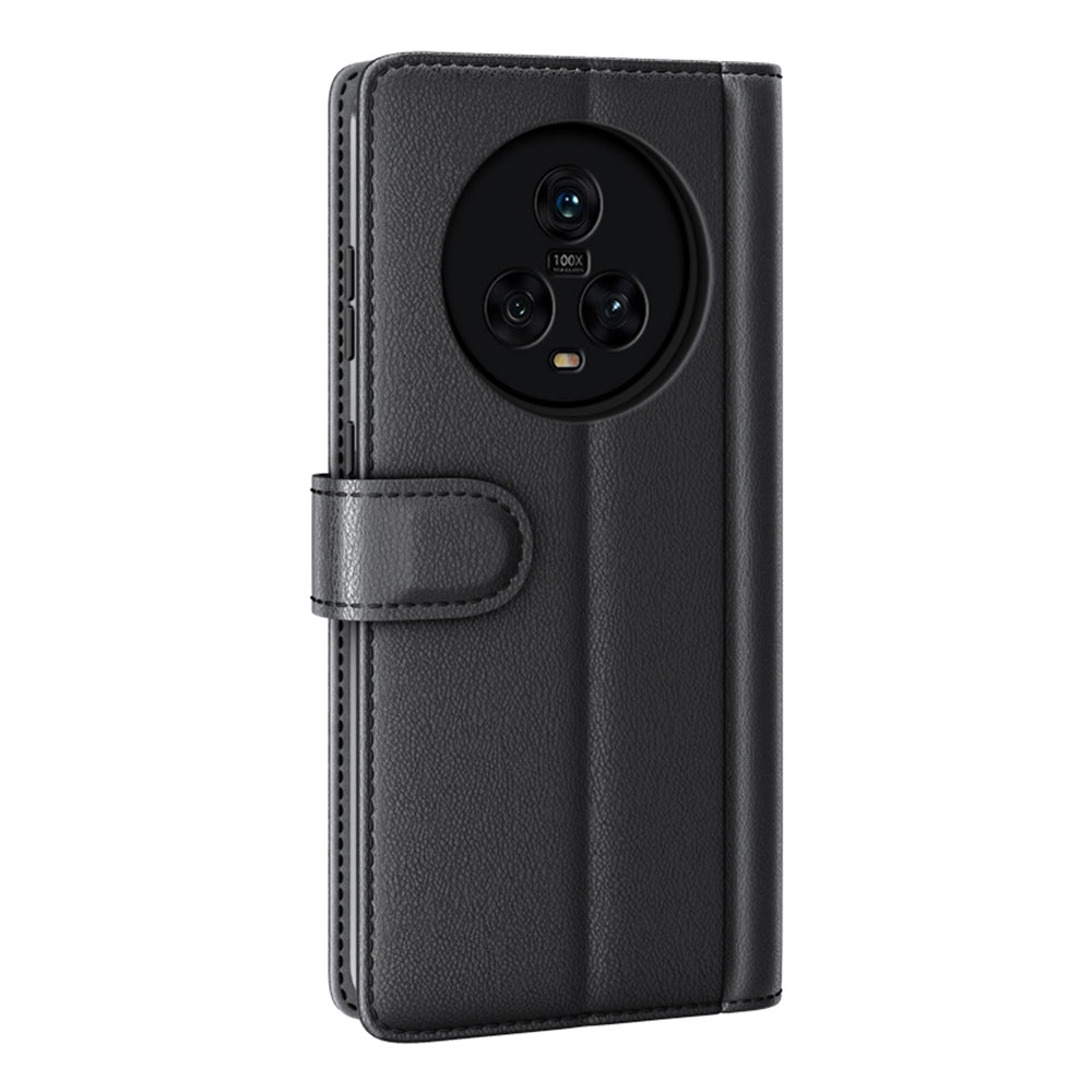 For Honor Magic5 Genuine Cow Leather Flip Cover Shockproof Wallet Phone Case with Stand