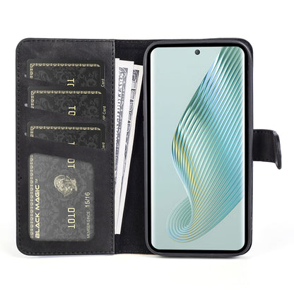 Dual Color Phone Shell for Honor Magic5 Splicing Leather Wallet Anti-Drop Cover Flip Stand Phone Case