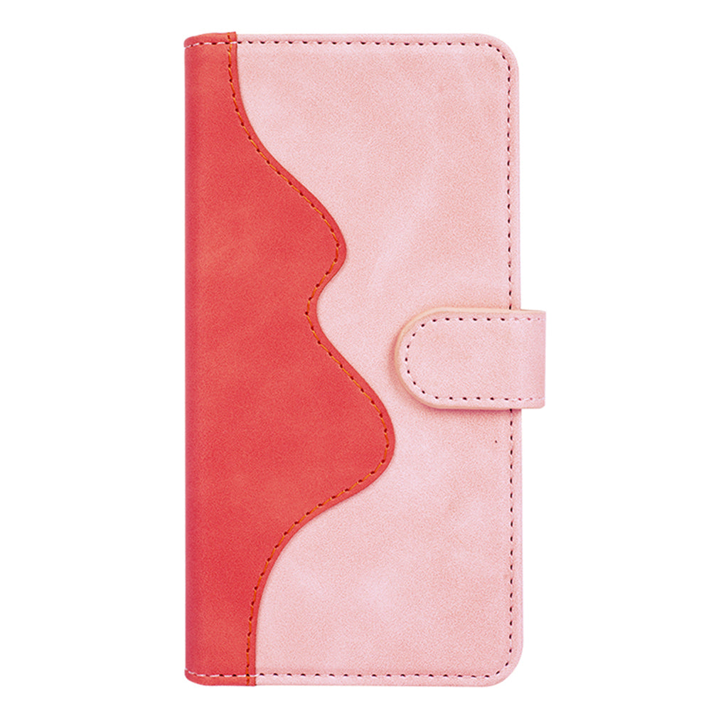 Dual Color Phone Shell for Honor Magic5 Splicing Leather Wallet Anti-Drop Cover Flip Stand Phone Case