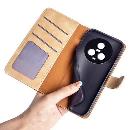 Dual Color Phone Shell for Honor Magic5 Splicing Leather Wallet Anti-Drop Cover Flip Stand Phone Case