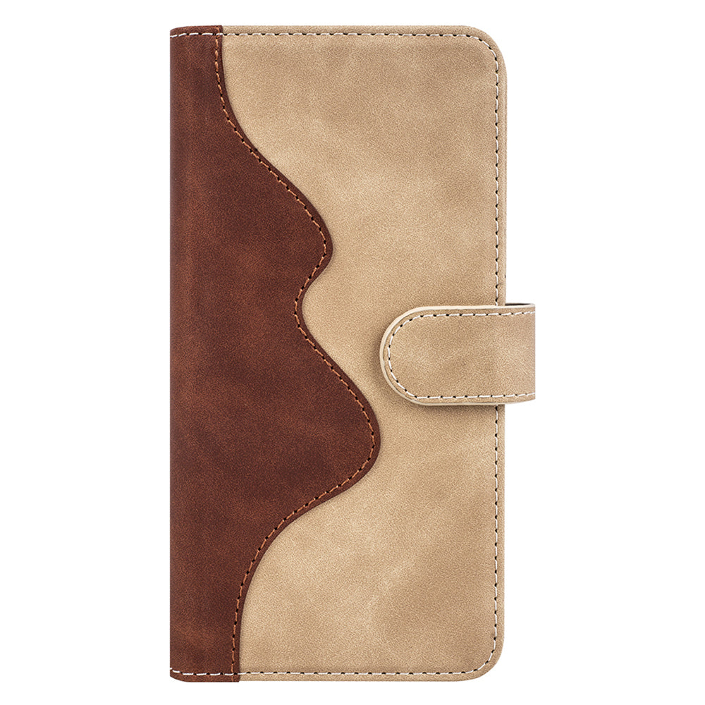 Dual Color Phone Shell for Honor Magic5 Splicing Leather Wallet Anti-Drop Cover Flip Stand Phone Case