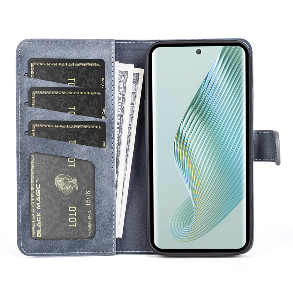 Dual Color Phone Shell for Honor Magic5 Splicing Leather Wallet Anti-Drop Cover Flip Stand Phone Case