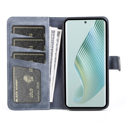 Dual Color Phone Shell for Honor Magic5 Splicing Leather Wallet Anti-Drop Cover Flip Stand Phone Case