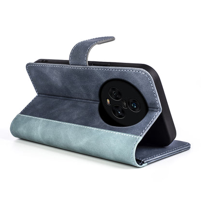 Dual Color Phone Shell for Honor Magic5 Splicing Leather Wallet Anti-Drop Cover Flip Stand Phone Case